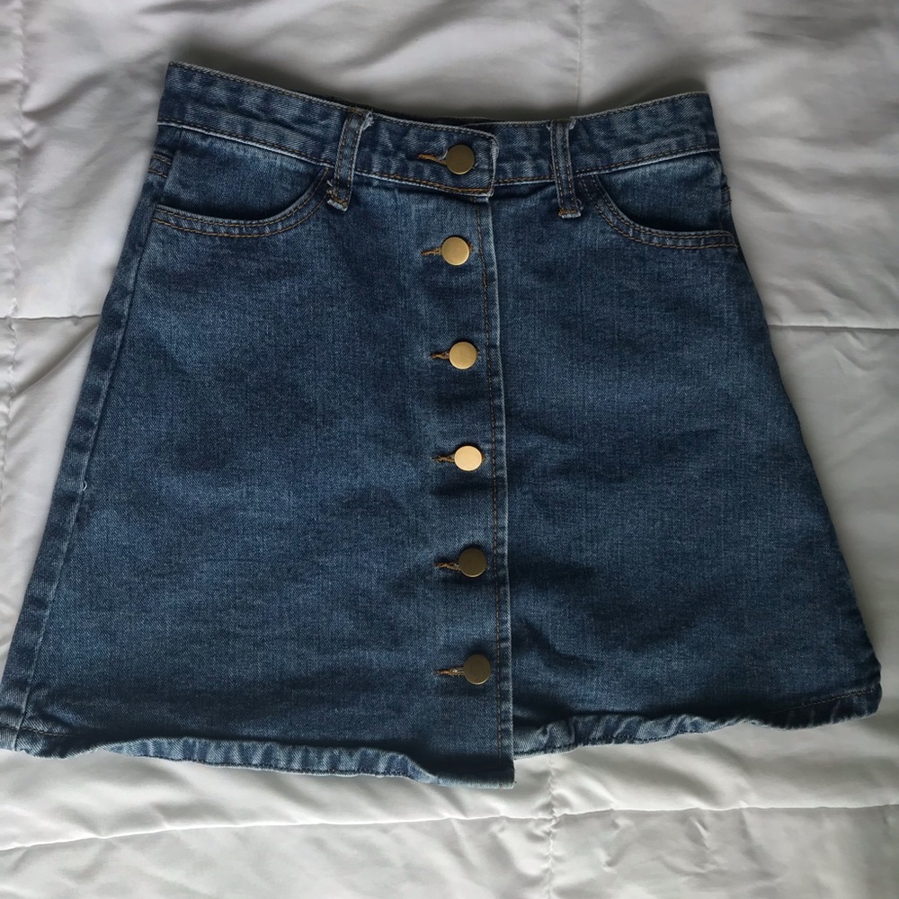 Shein button down jean skirt